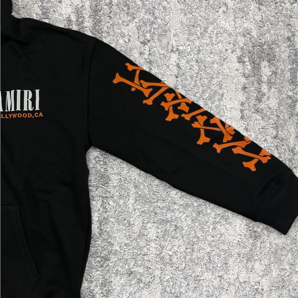 AMIRI Bones logo print Men’s hoodie in black/Orange Mens Size Large - Picture 2 of 4